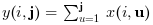 y(i,j) = ∑u=1→j x(i,u)