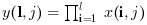 y(\mathbf{l},j) = \prod_{\mathbf{i}=1}^l x(\mathbf{i},j)