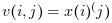 v(i,j) = x(i)^(j)