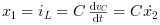 x_1 = i_L = C\frac{\mathrm{d} v_C }{\mathrm{d} t} = C\dot{x_2}