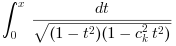 integral_0^x dt / sqrt((1 - t^2)(1 - c_k^2 t^2))