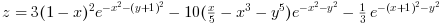 z = 3(1-x)^2e^{-x^2-(y+1)^2}-10(\frac{x}{5}-x^3-y^5)e^{-x^2-y^2}-\frac{1}{3}e^{-(x+1)^2-y^2}