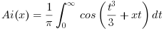 Ai(x) = 1/π \int_0^∞ cos(t^3/3 + xt) dt